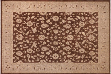 handmade Traditional Kafkaz Chobi Ziegler Brown Lt. Gray Hand Knotted RECTANGLE 100% WOOL area rug 9 x 12